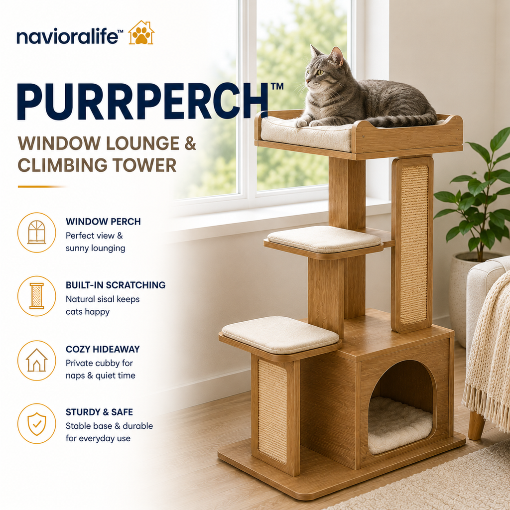 navioralife™ PurrPerch Window Lounge & Climbing Tower