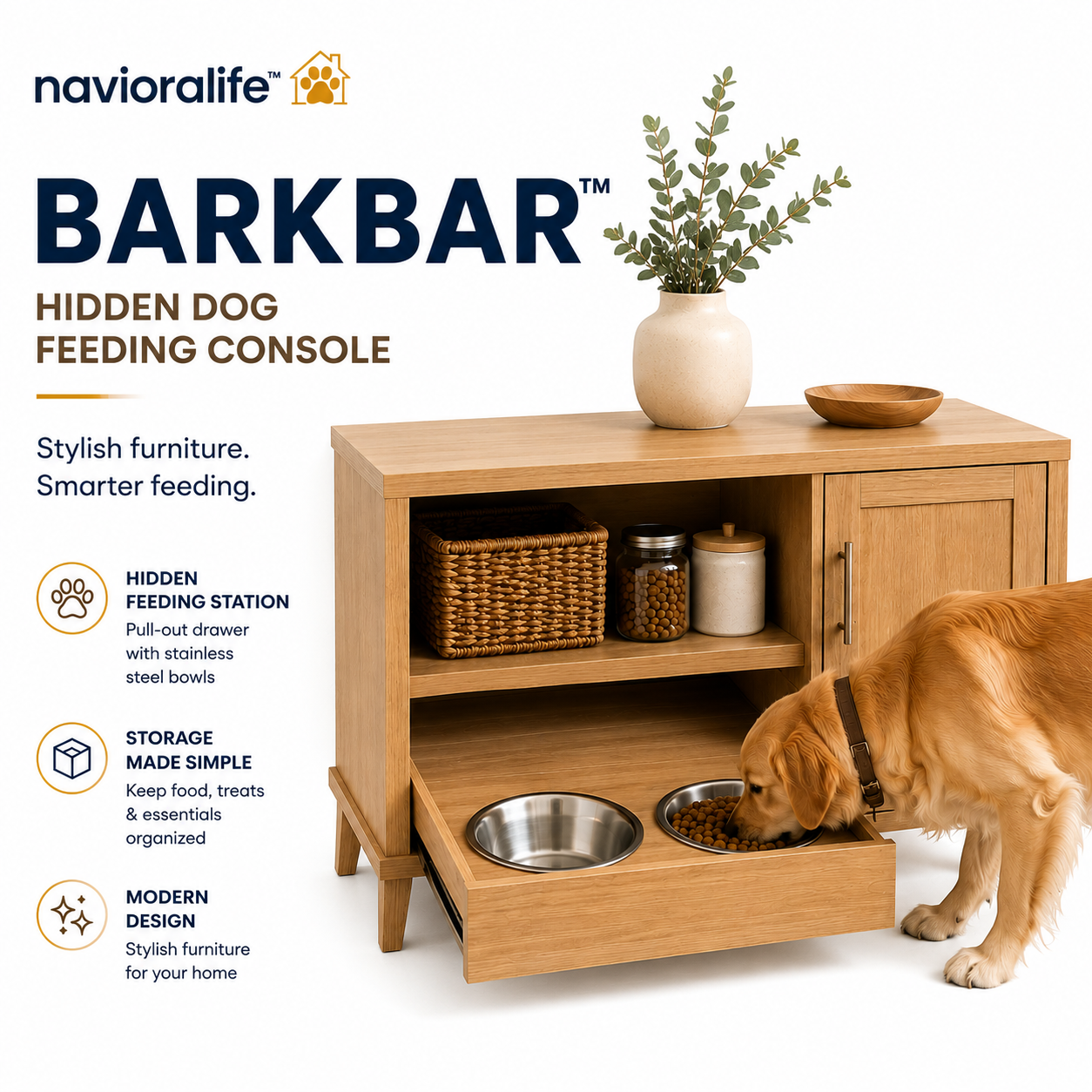 navioralife™ BarkBar Hidden Dog Feeding Console