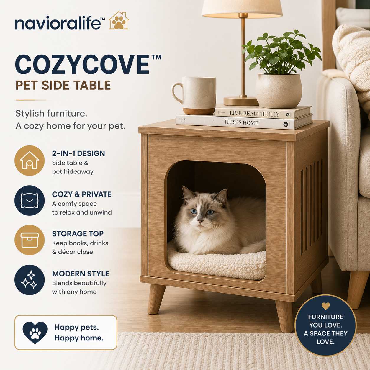 navioralife™ CozyCove Pet Side Table