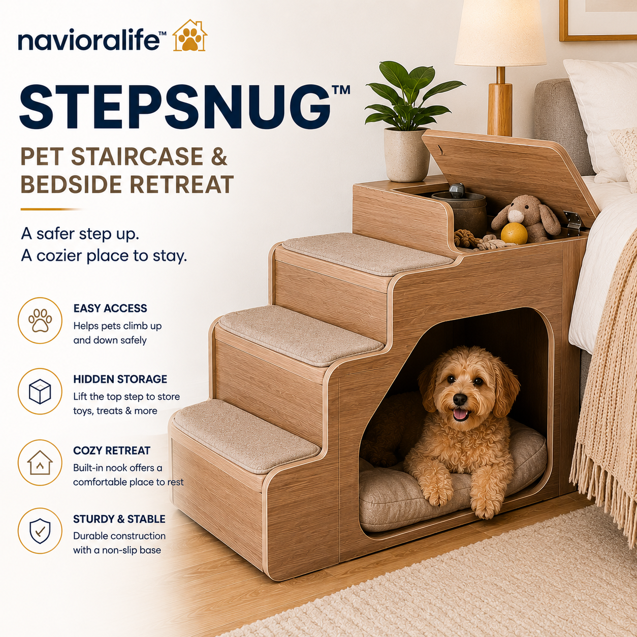 navioralife™ StepSnug Pet Staircase &amp; Bedside Retreat