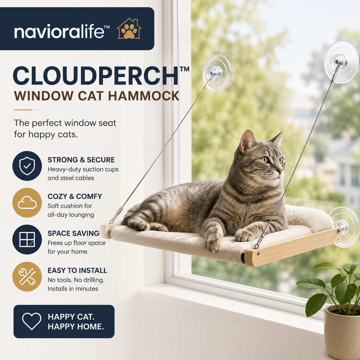 navioralife™ CloudPerch Window Cat Hammock
